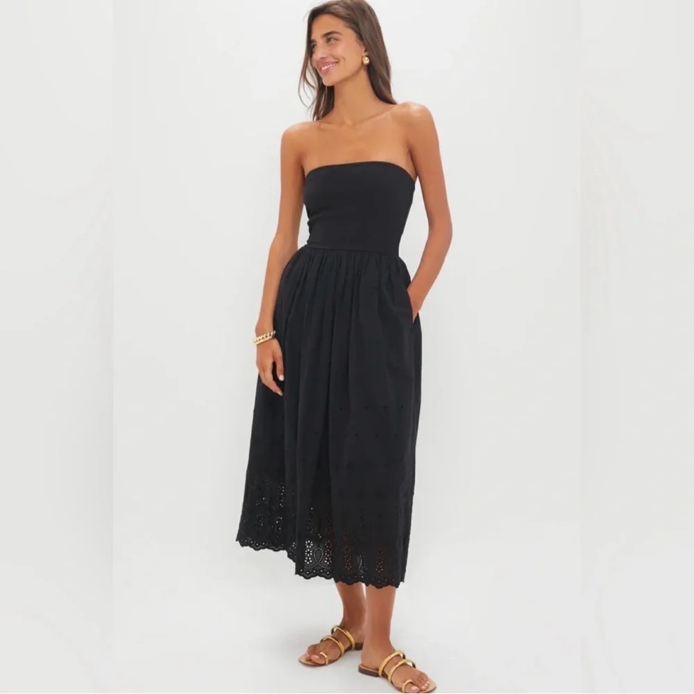 NWT Tuckernuck Black Strapless Midi Dress - Picture 1 of 2